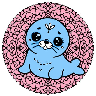 a cute baby seal mandala