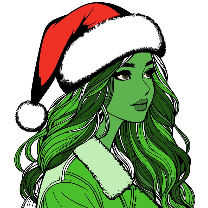 realistic girl in santa hat