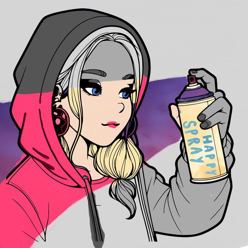 a realistic girl, spray painting