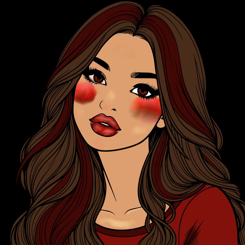 realistic girl with hair on her hair and lips