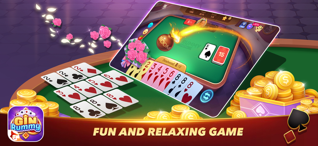 Gin Rummy Zingplay - Gin Rummy ZingPlay mobile app interface showing a fun and relaxing card game match with virtual coins and real players