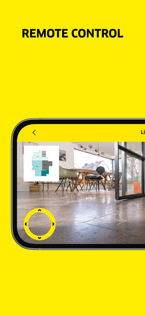 Kärcher Indoor Robots - Karcher Indoor Robots app remote control interface with live camera feed and navigation controls