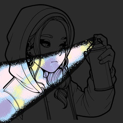 a realistic girl, spray painting