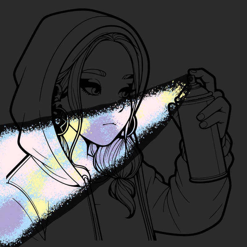 a realistic girl, spray painting
