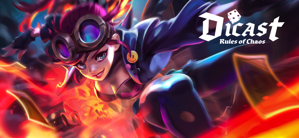 Character art for Dicast Rules of Chaos featuring a female hero in an action pose