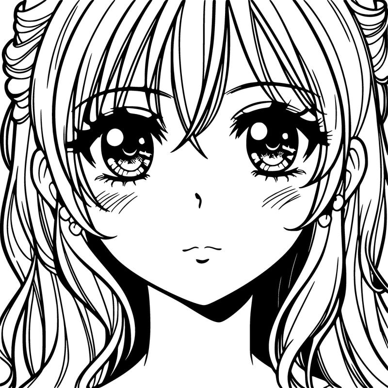 beautiful manga girl with eyes, nose, lips