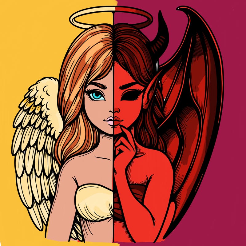 realistic angel half demon