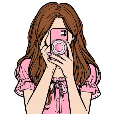 a realistic girl holding her phone taking pictures