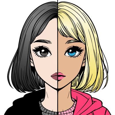 split realistic girl