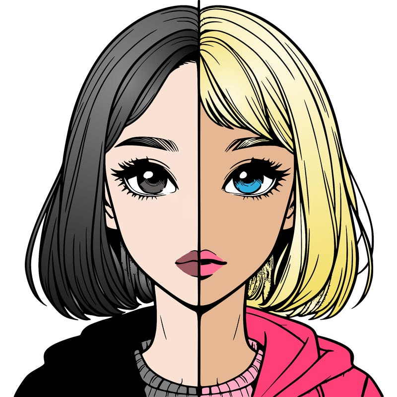 split realistic girl