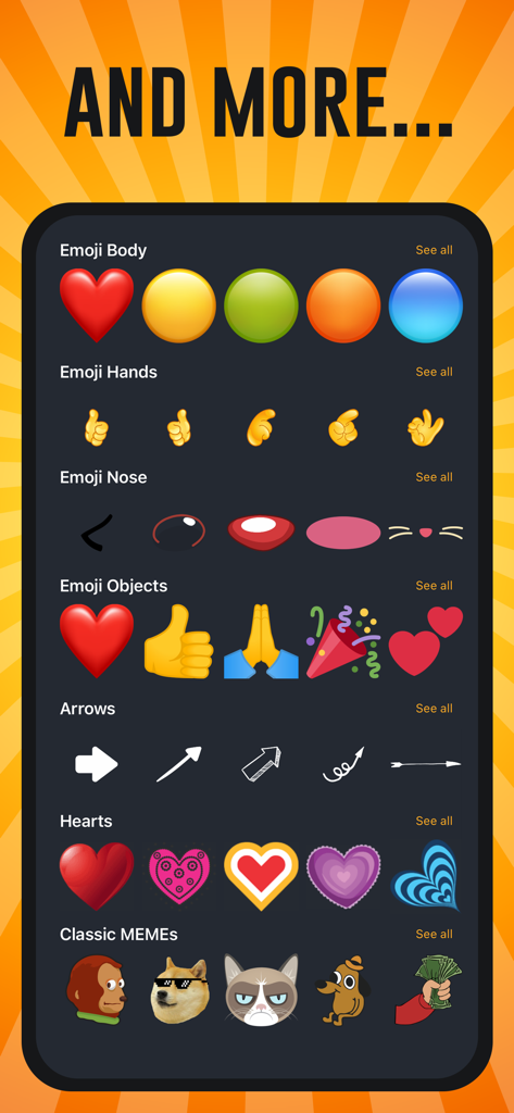 Emoji Maker, Avatar Creator - A variety of emoji components and meme stickers available in the Emoji Maker app library