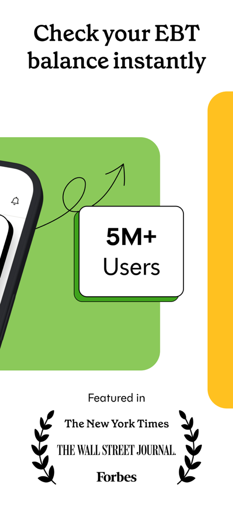 Propel app promotion showing EBT balance checking feature and 5 million users with press mentions