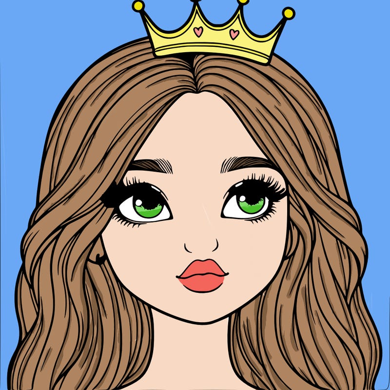 a realistic girl with a crown on