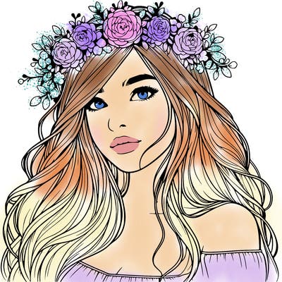 realistic girl with flower crown