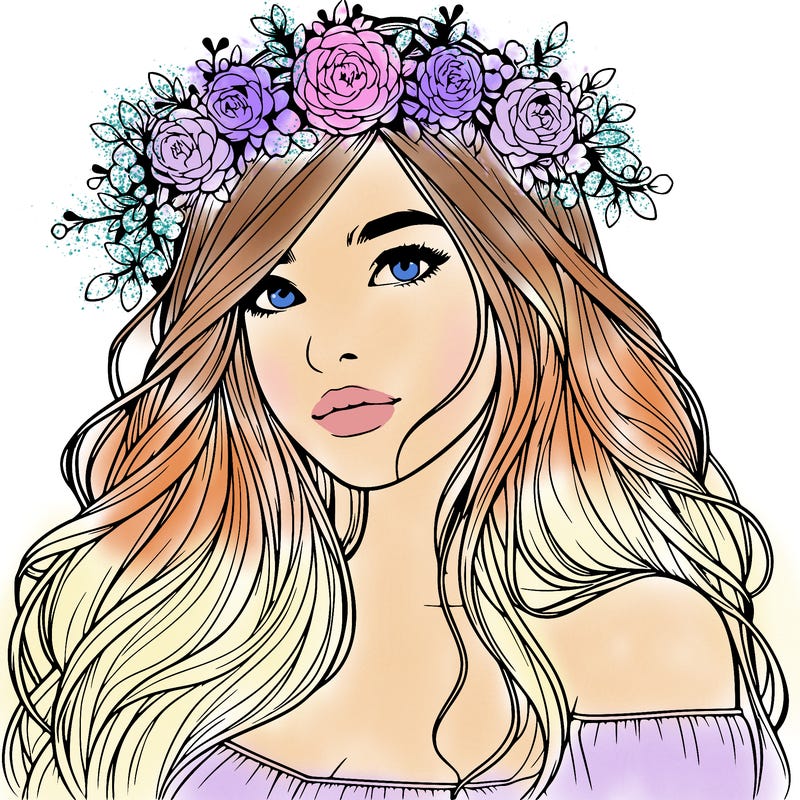 realistic girl with flower crown