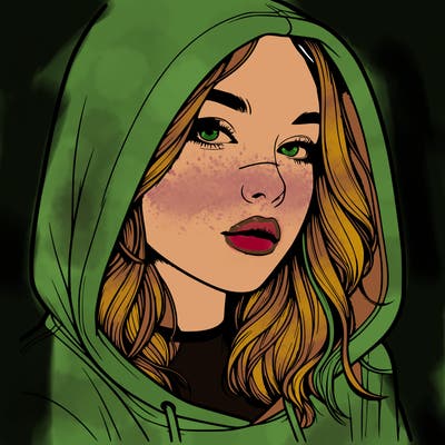 realistic girl with hood on