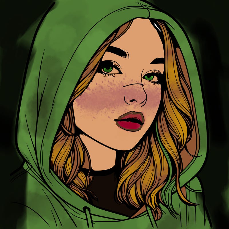 realistic girl with hood on