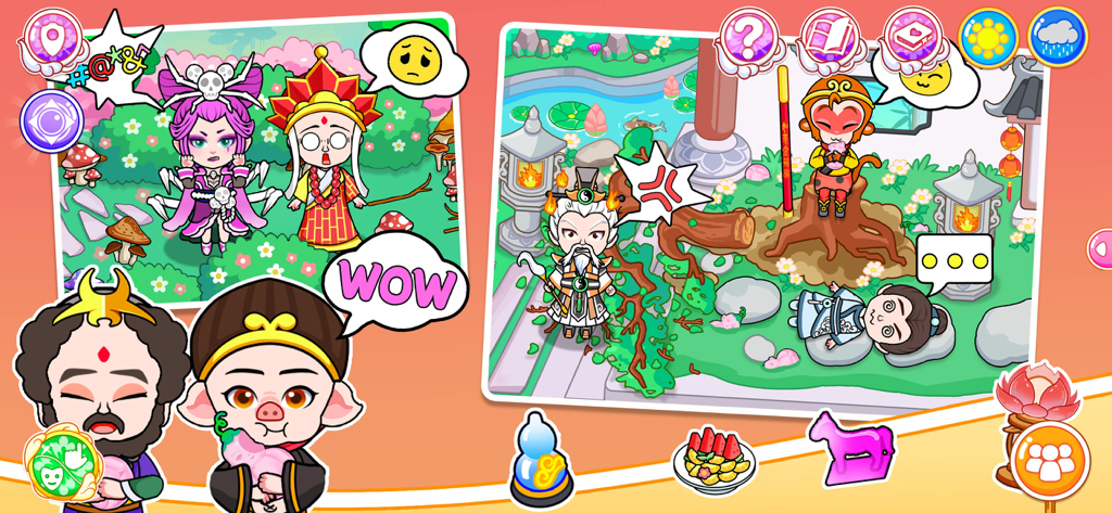 Avatar Life - Magic World - Coloridos personajes de dibujos animados de Viaje al Oeste en varias escenas de juego interactivas