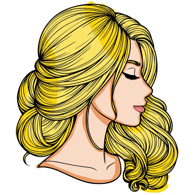 realistic woman's head & hair
