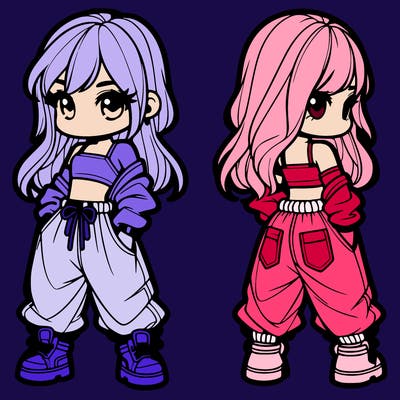 girl in crop top and baggy pants