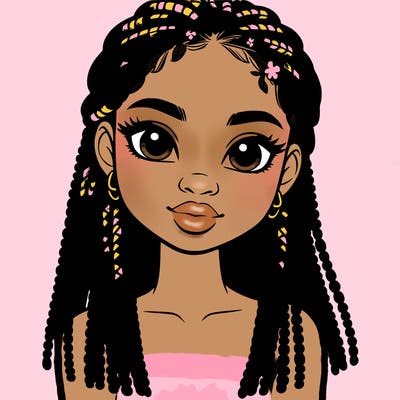 a realistic black girl with braids