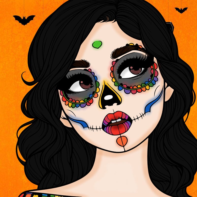 realistic girl with skull makeup