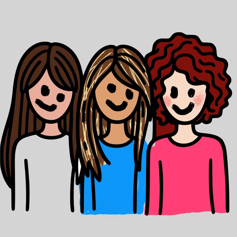 3 besties 2 straight hair and 1 curly hair