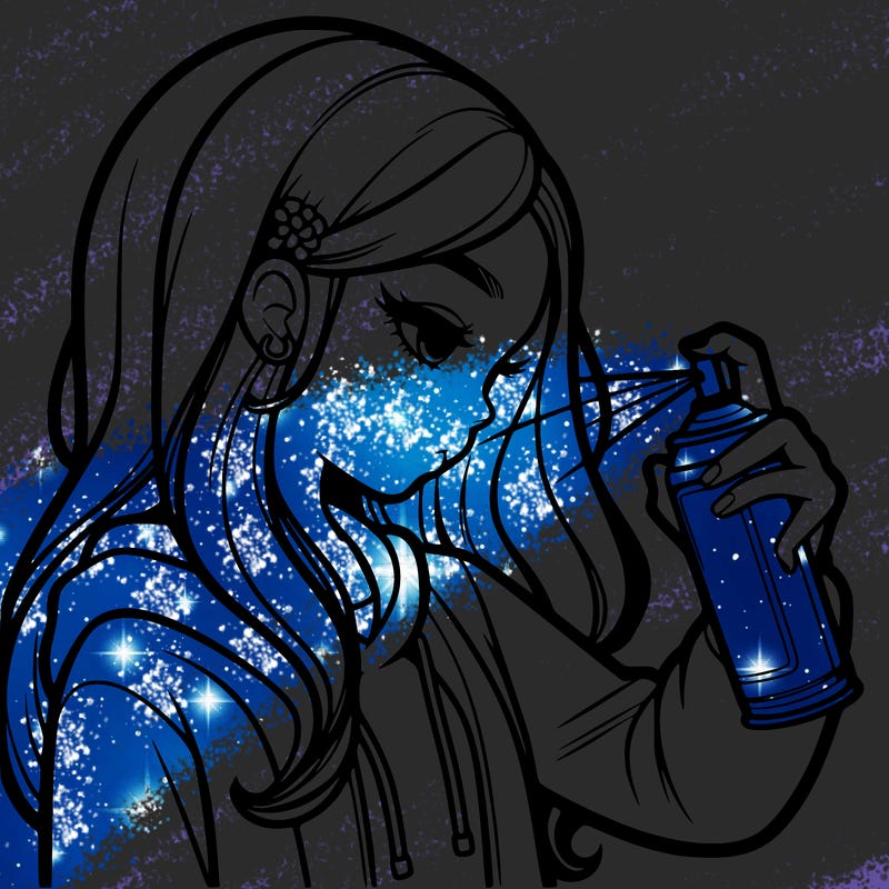 a realistic girl spray painting