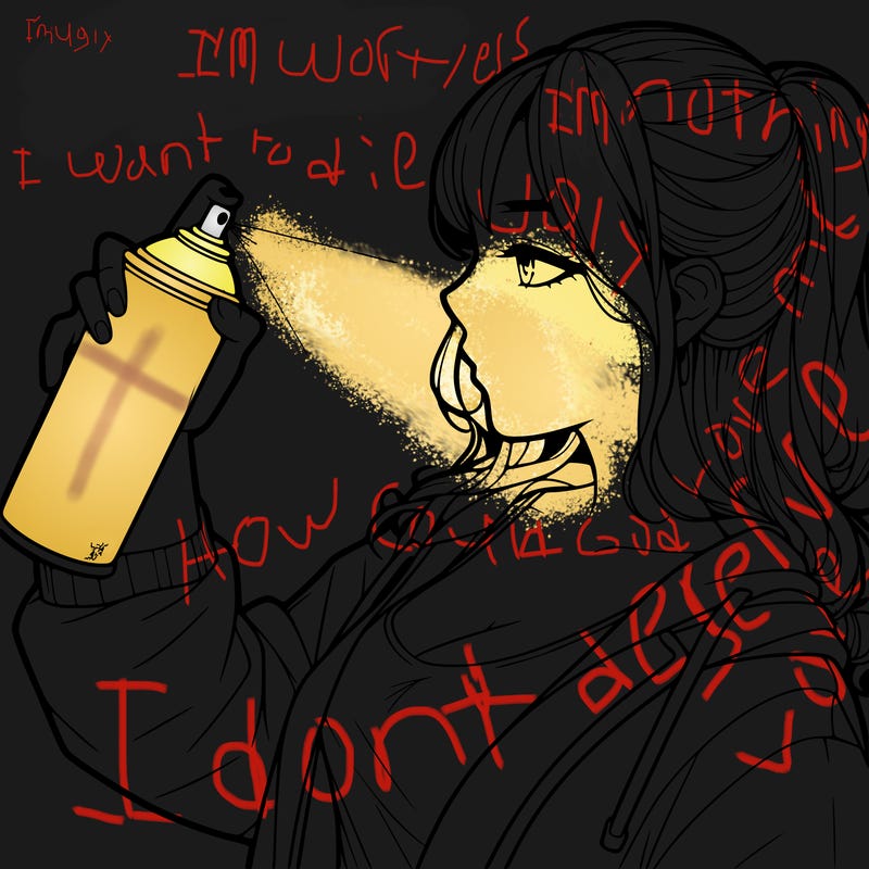 a realistic girl spray, painting