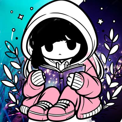 girl in oversized hoodie reading a book