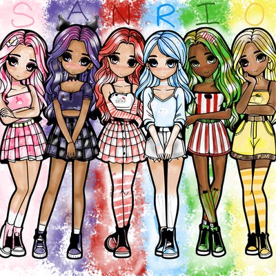 a group of girls realistic