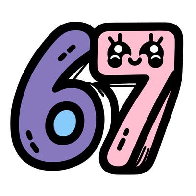 the numbers 67