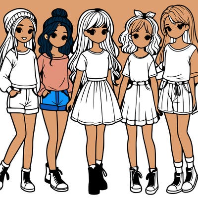 a group of five girls