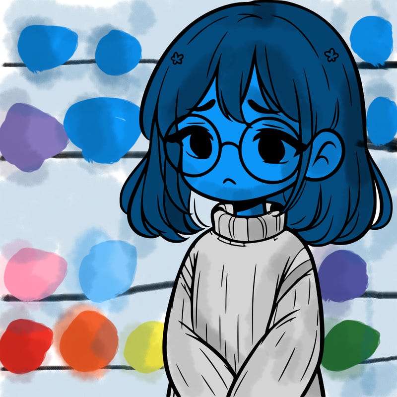 sad girl with glasses in a sweater