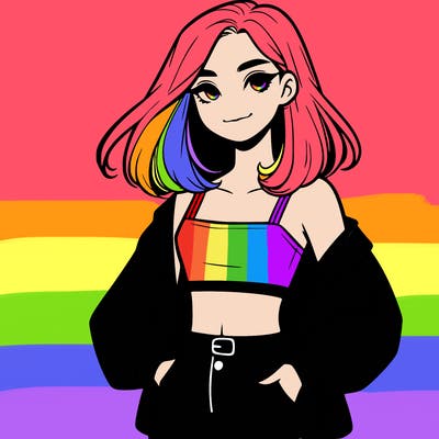 a realistic girl with a crop top and short shorts in an open jacket