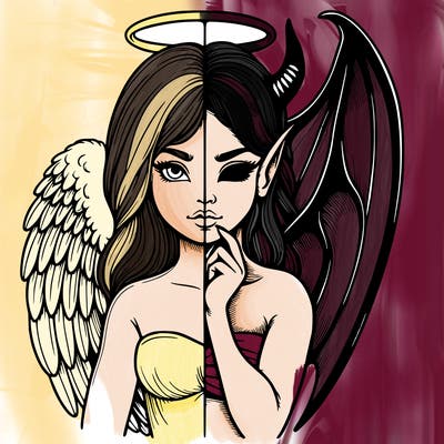 realistic angel half demon