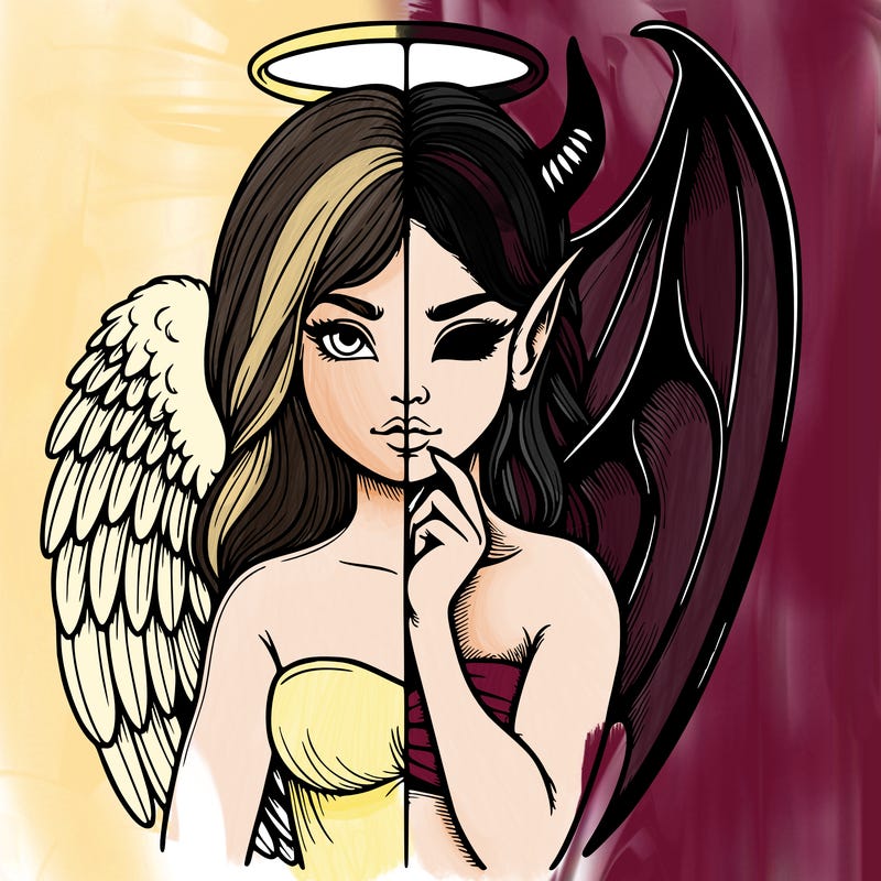 realistic angel half demon