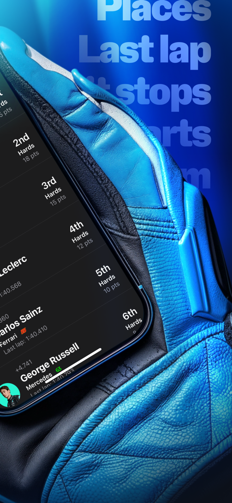 Race Widgets for F1 - Real-time F1 race standings and driver rankings displayed on a mobile app interface