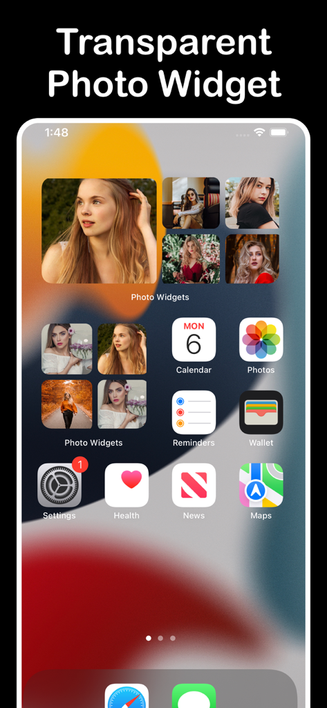 Photo Widget - Picture Collage - Aesthetic iPhone home screen featuring transparent photo widgets and picture collages