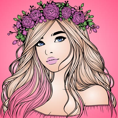 realistic girl with flower crown