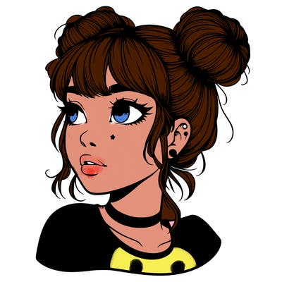 realistic girl with spacebuns