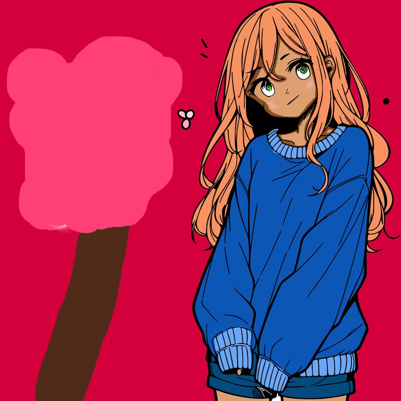 manga teen girl  in a sweater and baggy pants