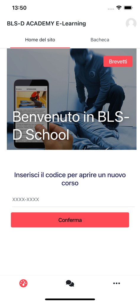 BLSD School - Home screen of the BLSD School e-learning mobile application for scuba diving and first aid training