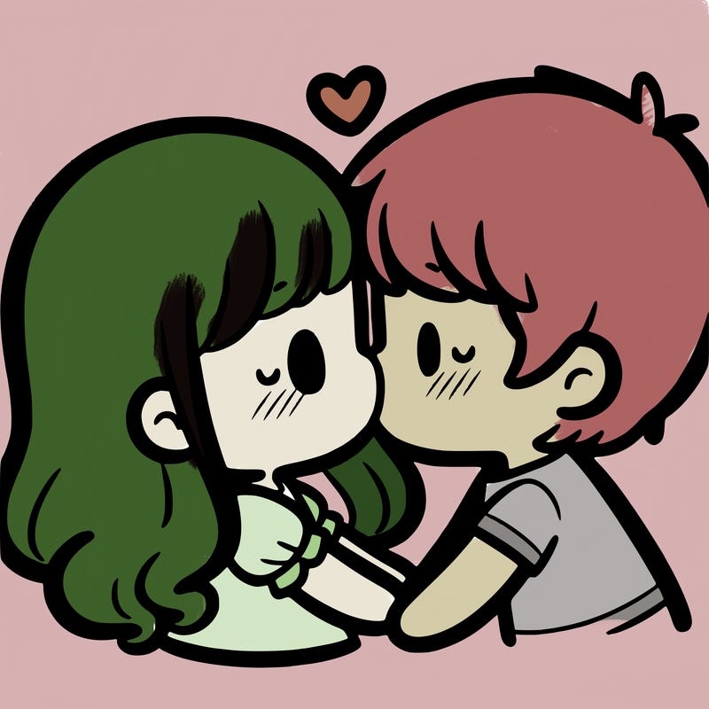 a girl and a boy kissing