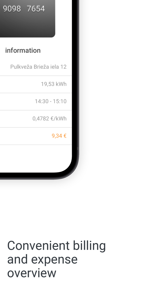 Écran d'aperçu de la facturation et des dépenses de l'application Elektrum Drive montrant les détails des transactions de recharge.