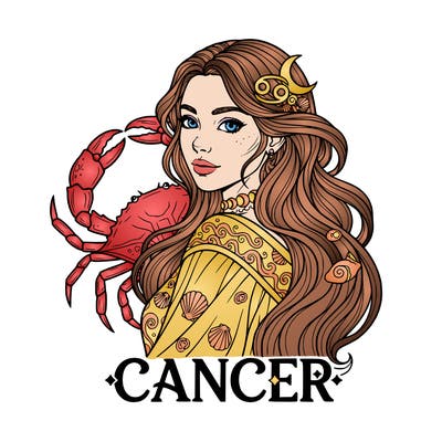 cancer girl zodiac sign: head to shoulders