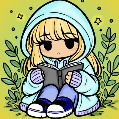 girl in oversized hoodie reading a book