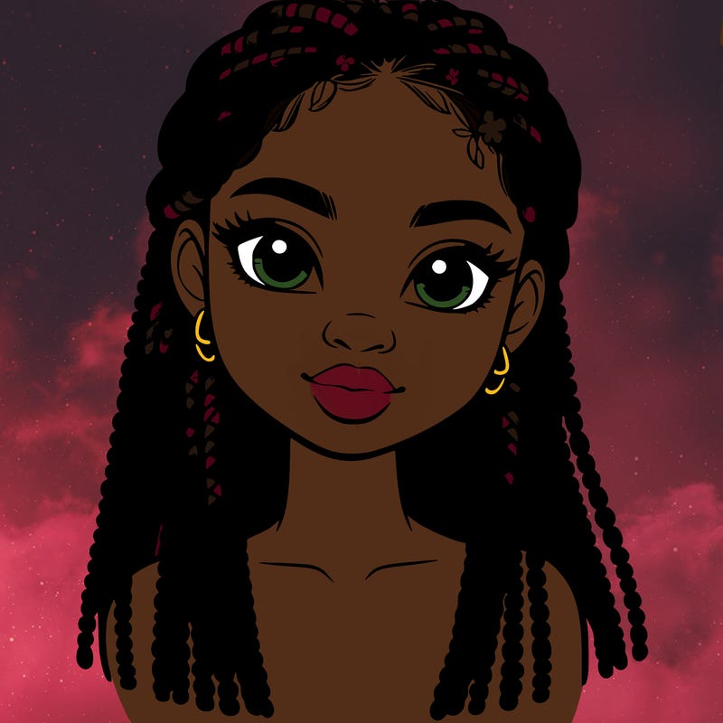 a realistic black girl with braids