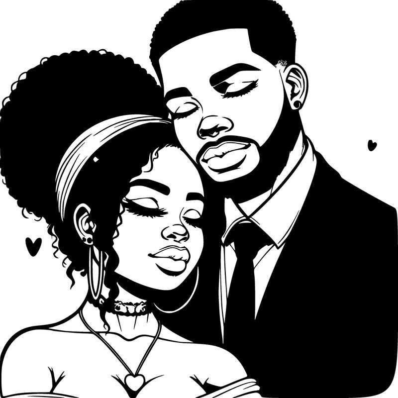 realistic love couple african-american
