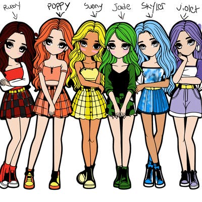 a group of girls realistic